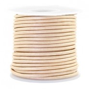 Round DQ leather cord 3mm Champagne gold metallic