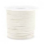 Round DQ leather cord 2mm Silver white