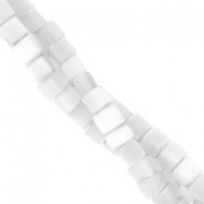 Cat eye cubic glass beads 4mm White