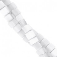 Cat eye cubic glass beads 6mm White