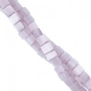 Cat eye glas kralen kubus 6mm Lavender