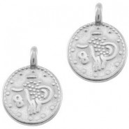 DQ Metal charm Ethnic round 12mm Antique Silver