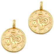 DQ Metal charm Ethnic round 12mm Gold