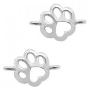 DQ metal connector charm Dog paw Antique silver