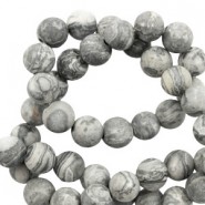 Natural stone beads round 8mm map stone mat Grey