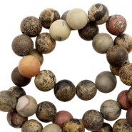 Natural stone beads round 6mm snake stone mat Earth brown-grey