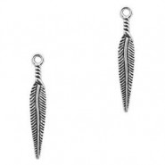 Metal charm Feather 28x5mm Antique silver