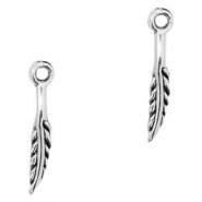 Colgante metálico Pluma 16x3mm - Plata vieja