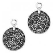 Metal charm Coin 19x14mm Antique silver