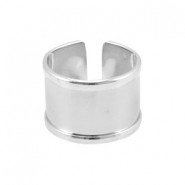 Anillo base metálico DQ para 10mm cordón/cuero - Plata vieja