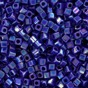 Square Glass Beads Japan 4mm Miyuki Cube Blue Lined Crystal 