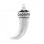 DQ Metal pendant Shark tooth 38x13mm Antique silver