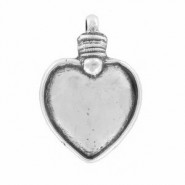 Colgante metálico DQ Corazón 44x30mm - Plata vieja