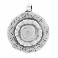 DQ Metal Pendant Aztec round 35mm Antique silver