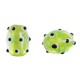 Lampwork bead bumps 14x12mm Green black / white