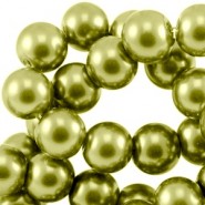 Top quality glass pearl beads 14mm Greenisch gold