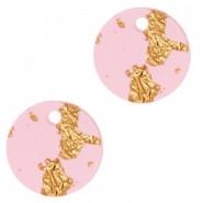 Resin hanger rond 12mm Pink gold-transparant
