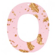 Resin Anhänger oval 48mm Pink gold-transparant