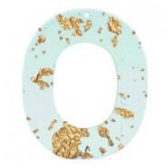 Resin hanger ovaal 48mm Blue gold-transparant