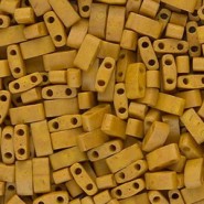 Miyuki half tila 5x2.4mm beads - Matted opaque mustard HTL-2312