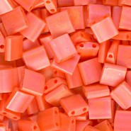 Miyuki tila 5x5mm beads - Opaque orange matted ab TL-406FR