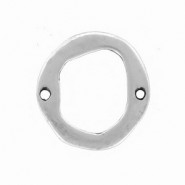 DQ Metalen tussenstuk Irregular open Ring 30x32mm Antiek zilver