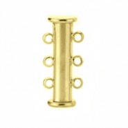 Metal magnetic slide clasp 2x3 eyelets Gold