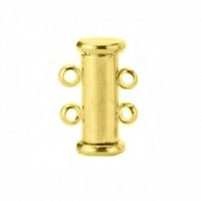 Metal magnetic slide clasp 2x2 eyelets Gold