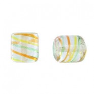 Millefiori bead 12x10mm Transparent yellow lined 