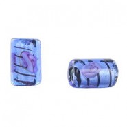 Silver foil Bead 16x10mm Transparent cobalt blue lined 