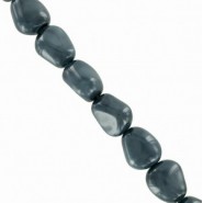 DQ Greek ceramic Beads irregular 14x10mm Dark mosaic blue 