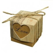 Geschenkdoosje Houtlook Hart "Love" 50x50x50mm