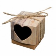 Geschenkbox Holz Look Herz  50x50x50mm