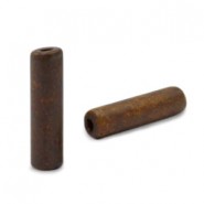 Abalorio de céramica DQ Griegos tubo 20x5mm - Marron oscuro