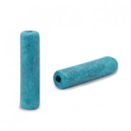 DQ Greek Ceramic Tube bead 20x5mm Ocean blue