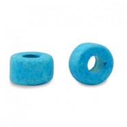 Abalorios de cerámica DQ Griegos 7mm - Azul aquamarina