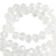 Faceted glass beads 6x4mm disc Crystal-pearl shine coating