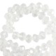 Faceted glass beads 3x2mm disc Crystal-pearl shine coating