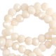 Faceted glass beads 6x4mm disc Pristine beige-pearl shine coating