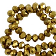 Top Facet kralen 8x6mm disc Gold metallic-pearl shine coating
