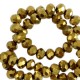 Faceted glass beads 6x4mm disc Gold metallic-pearl shine coating