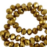Top Facet kralen 3x2mm disc Gold metallic-pearl shine coating