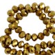 Faceted glass beads 3x2mm disc Gold metallic-pearl shine coating