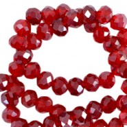 Abalorios de vidrio rondelle Facetados 8x6mm - Rojo vino-revestimiento pearl shine