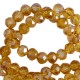 Faceted glass beads 6x4mm disc Topaz yellow-pearl shine coating