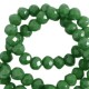 Faceted glass beads 3x2mm disc Cadmium green-pearl shine coating