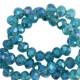 Faceted glass beads 3x2mm disc Pacific blue-AB coating