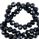 Faceted glass beads 6x4mm disc Black-pearl shine coating
