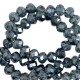 Faceted glass beads 6x4mm disc Montana blue-pearl shine coating