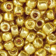 Glas rocailles kralen 6/0 (4mm) Metallic shine yellow gold